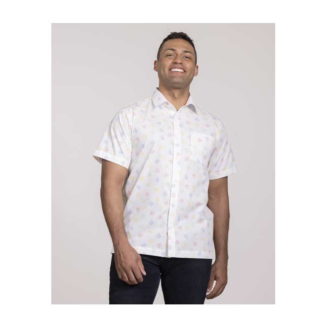 white short sleeve button down polo