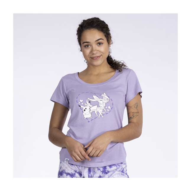 Pikachu \u0026 Sylveon Lavender Crew Neck T 