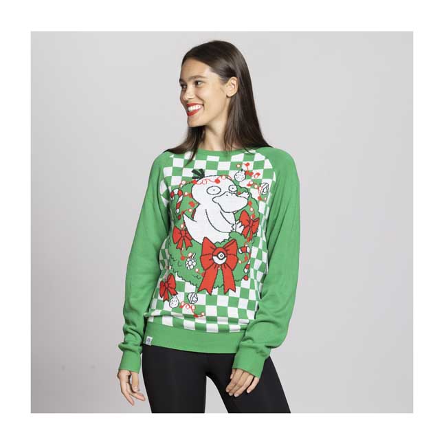 Psyduck Holiday Green Knit Sweater - Adult | Pokémon Center Canada ...