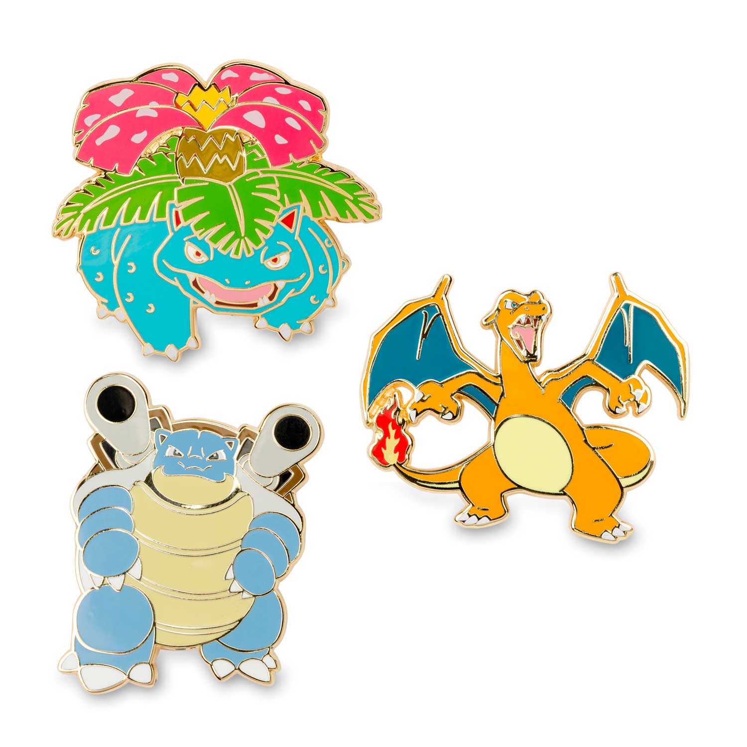 Venusaur Charizard Blastoise Pokemon Pins 3 Pack