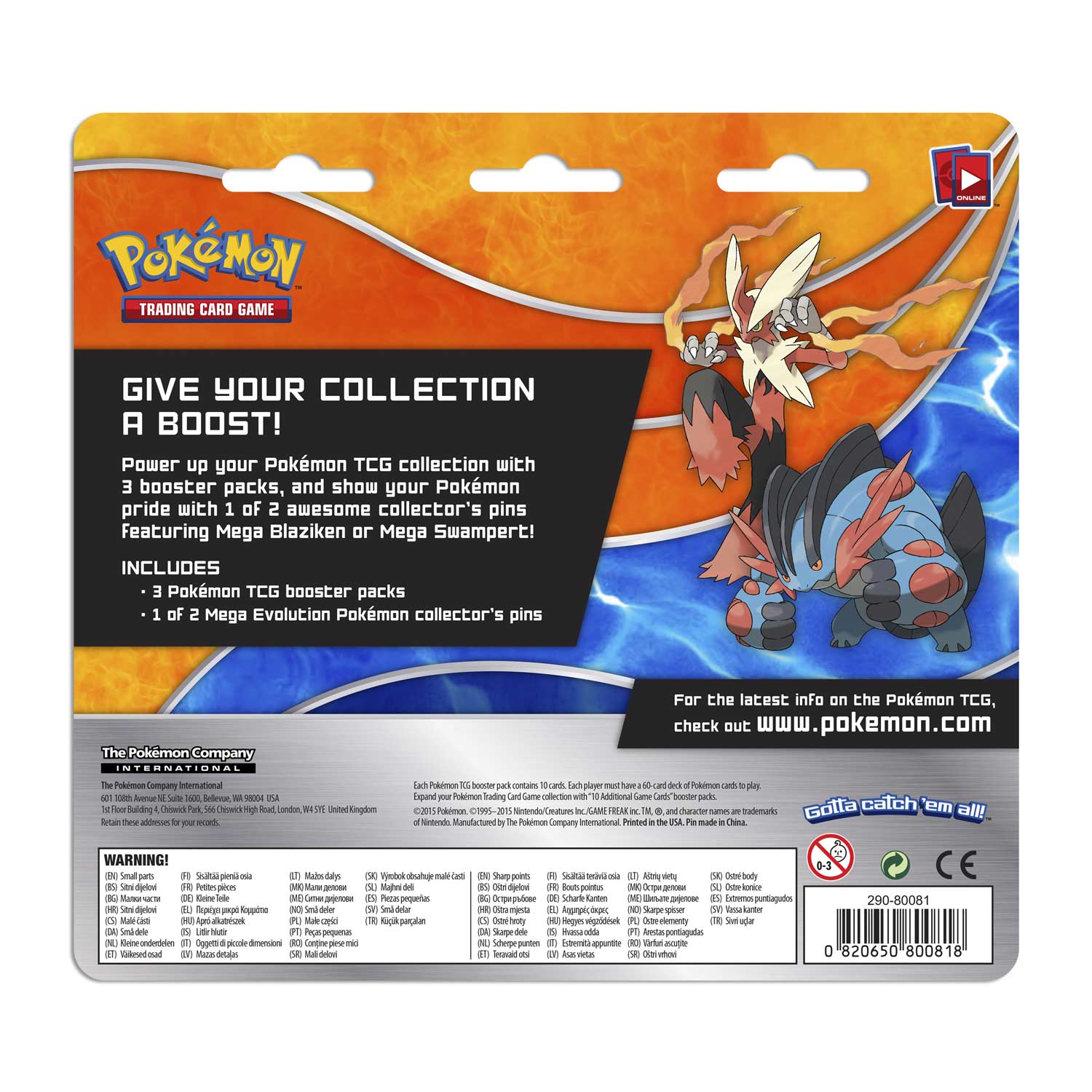 Pokémon Tcg 3 Booster Packs With Mega Blaziken Collectors Pin