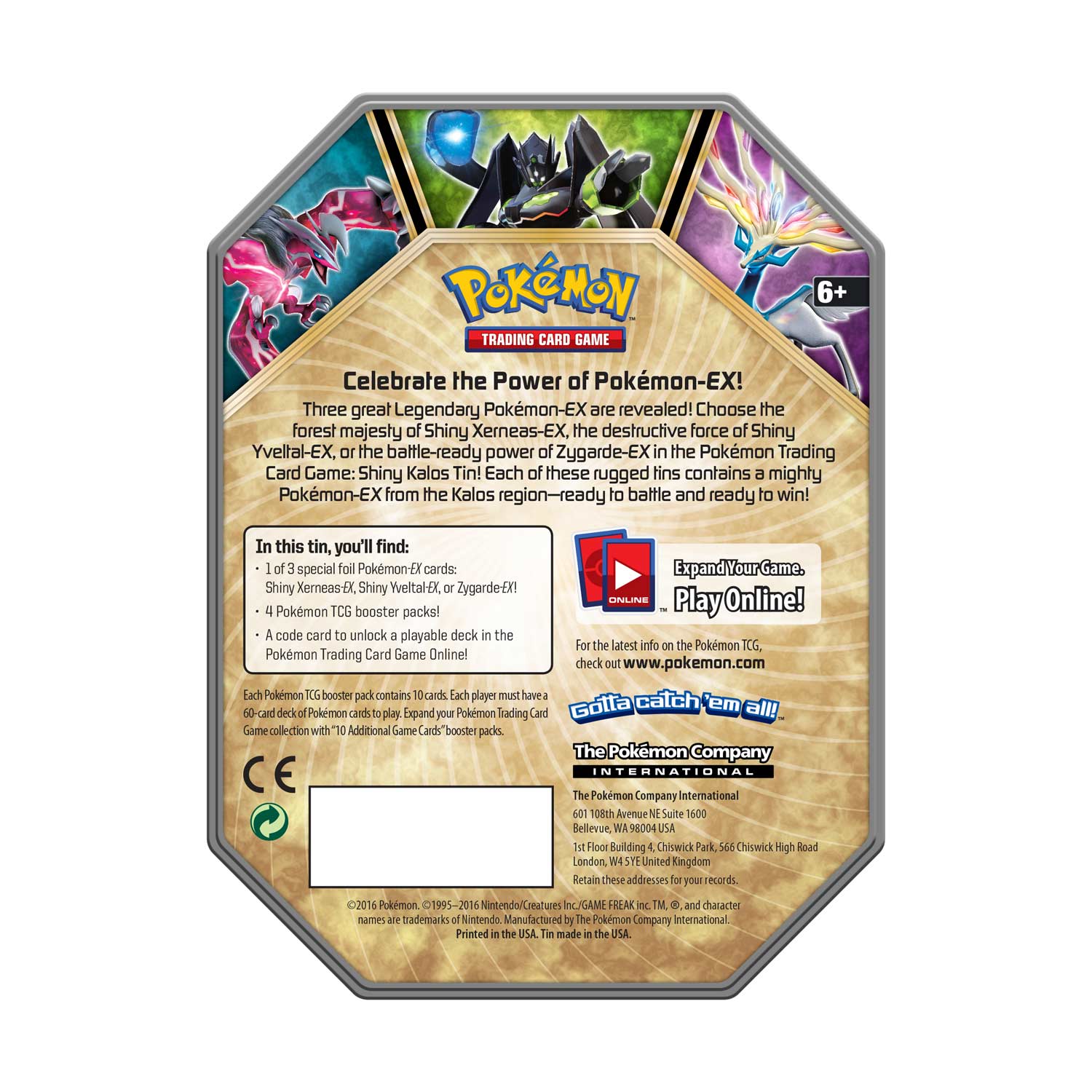 Pokémon Tcg Shiny Kalos Tin Zygarde Ex