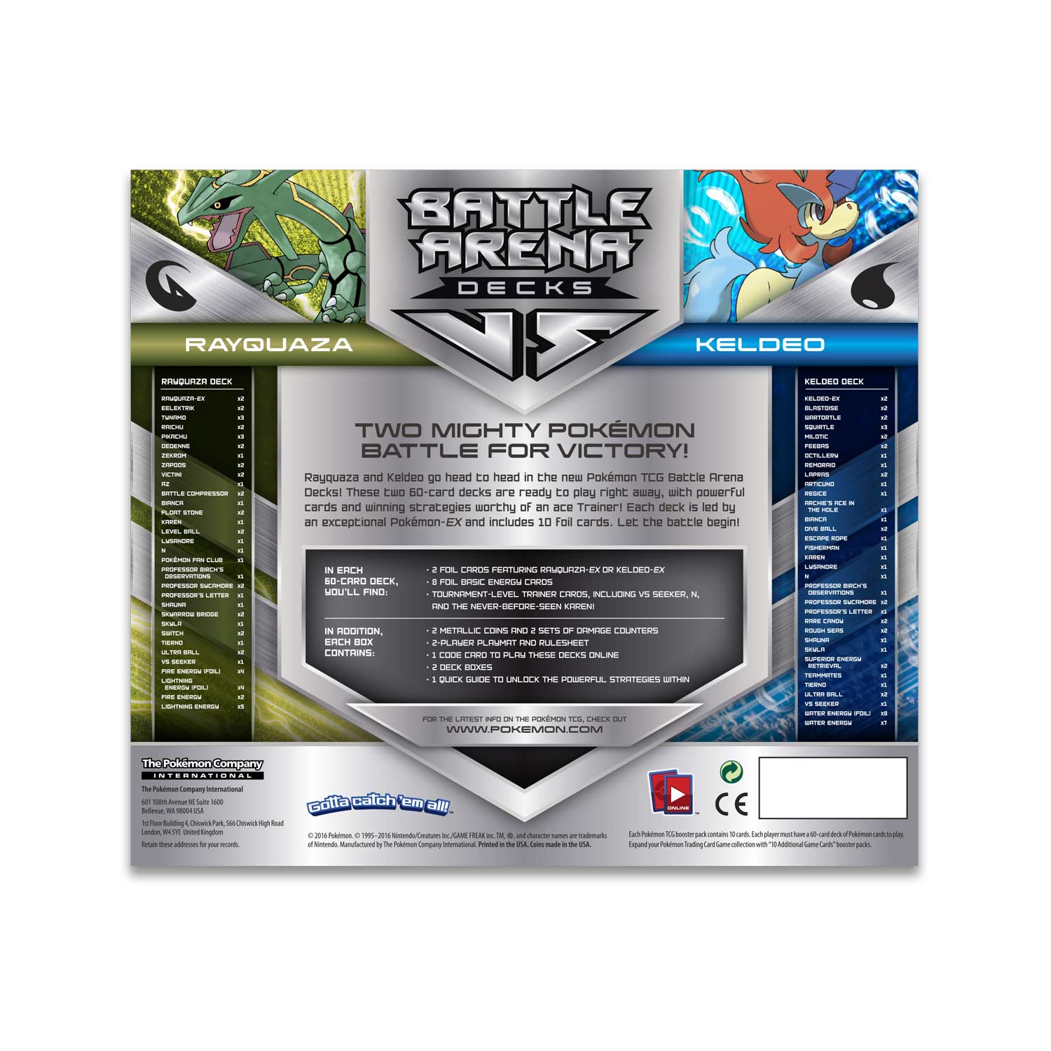 Pokémon Tcg Battle Arena Decks Rayquaza Vs Keldeo