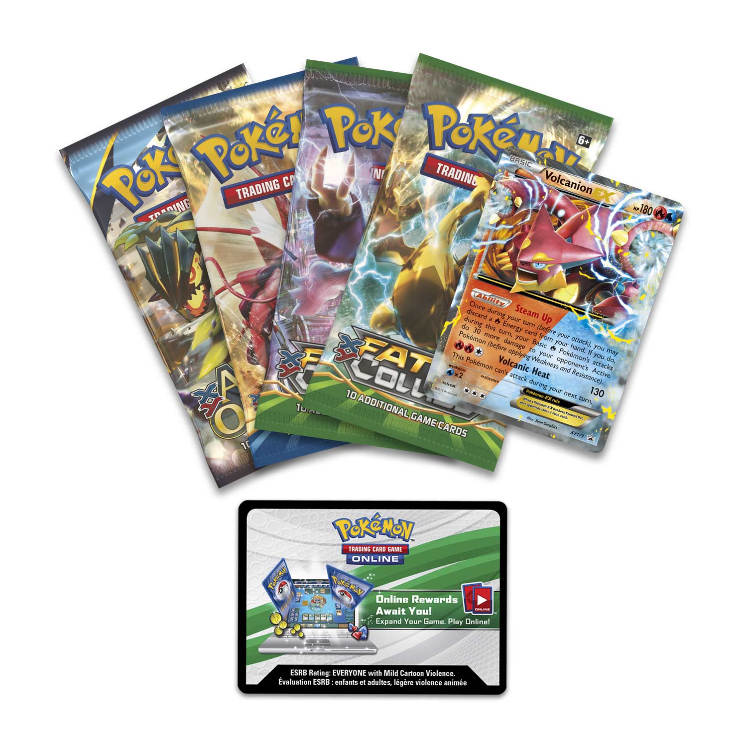 Pokémon Battle Heart Tin | Volcanion-EX foil | 4 booster packs ...