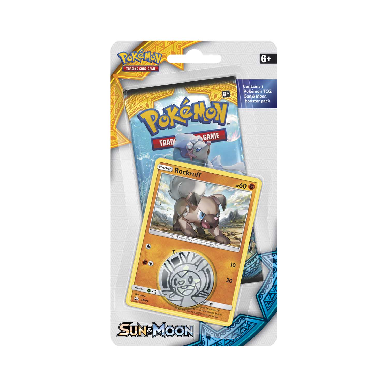Pokémon Tcg Sun Moon Booster Pack Coin Rockruff Promo Card