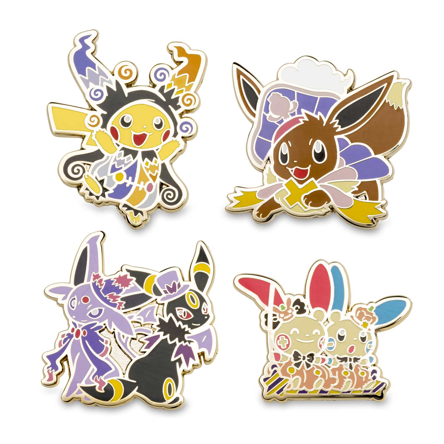 image for halloween circus pokmon pin 4 pack pikachu eevee plusle
