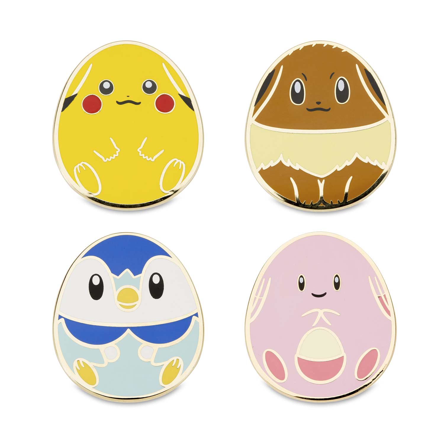 Pikachu Eevee Piplup Chansey Spring Egg Pokémon Pins 4 Pack