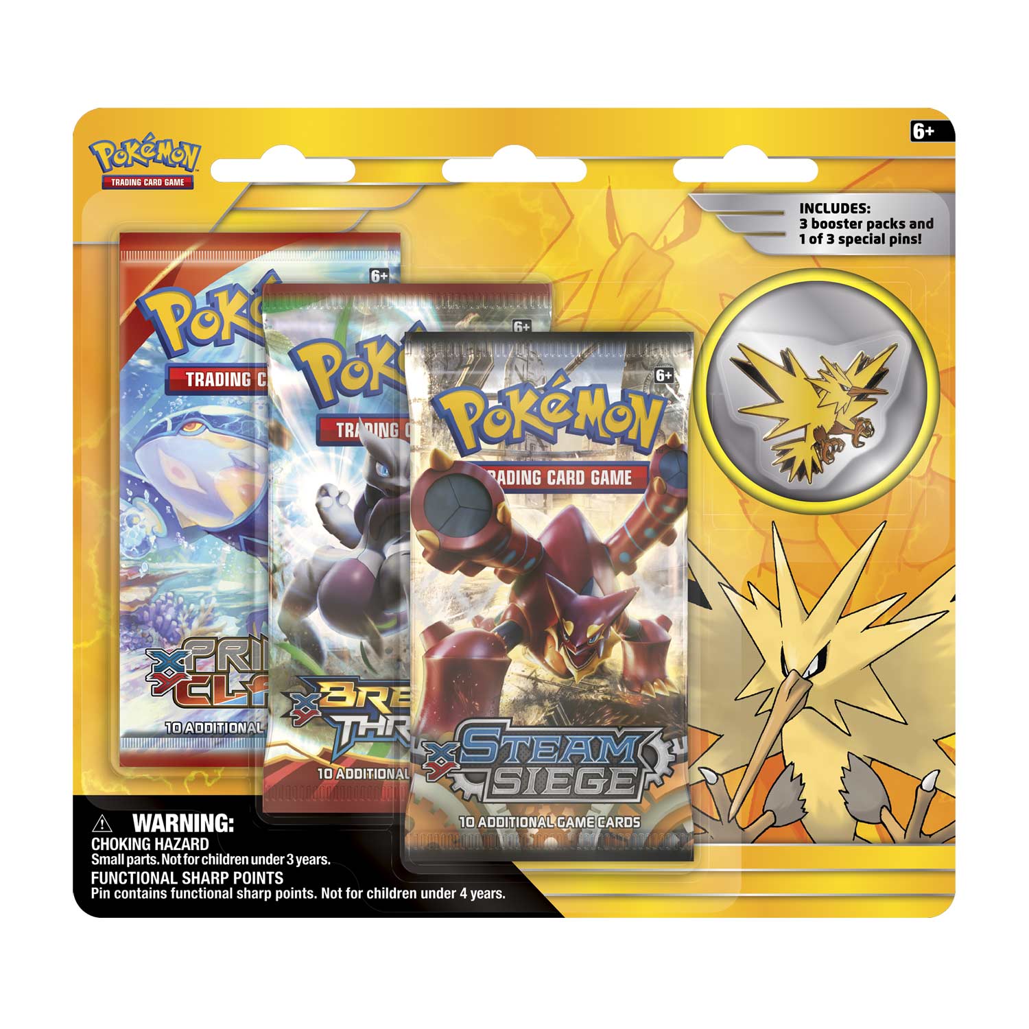 Pokémon Tcg Legendary Birds 3 Boosters With Zapdos Collectors Pin