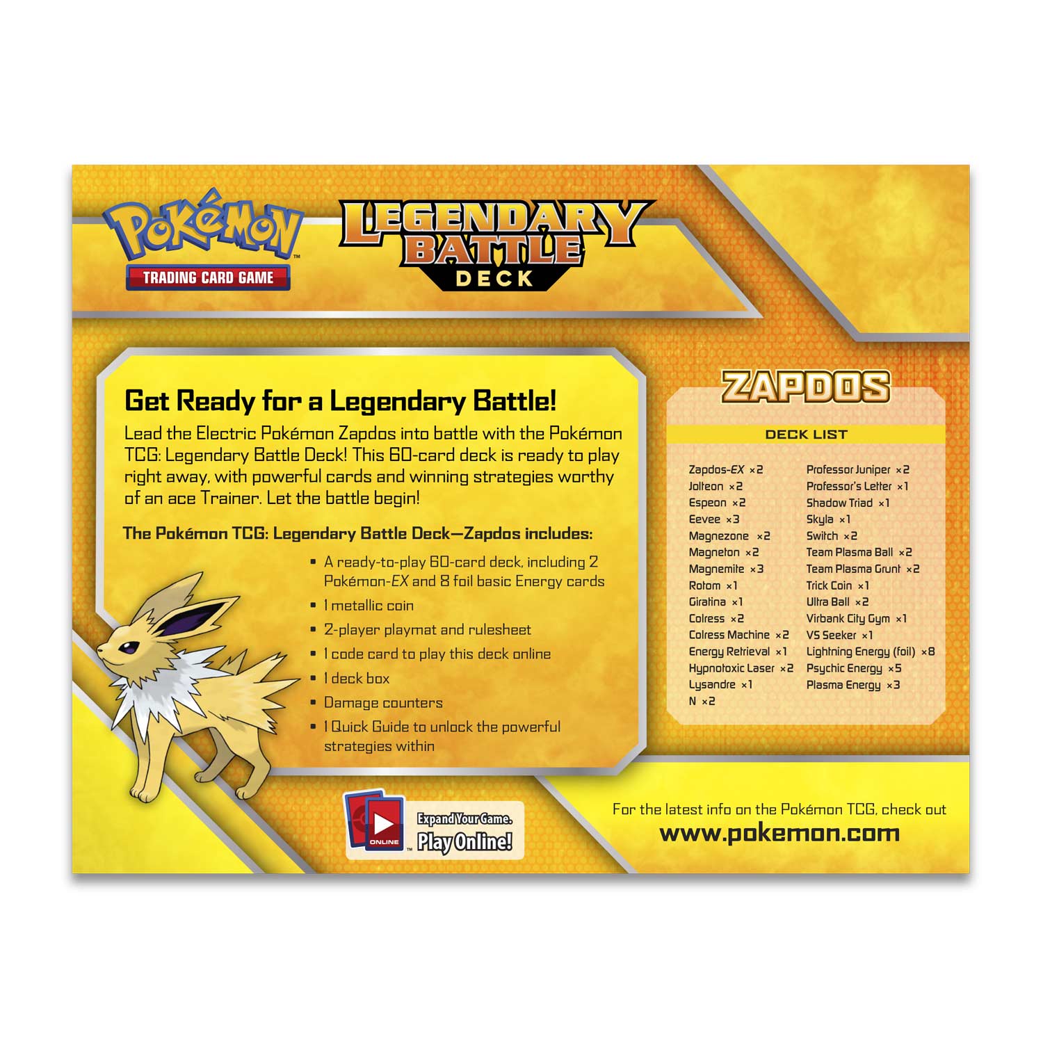 Legendary Battle Deck Zapdos Pokemon Trading Card Game