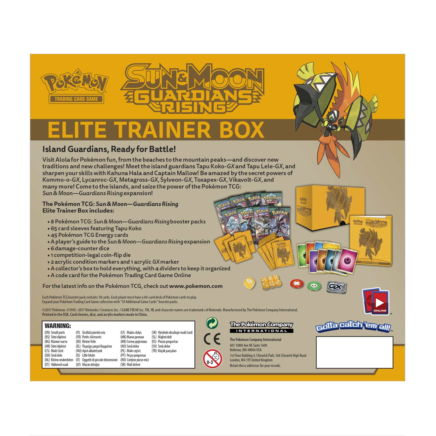 Pokémon Tcg Sun Moonguardians Rising Elite Trainer Box