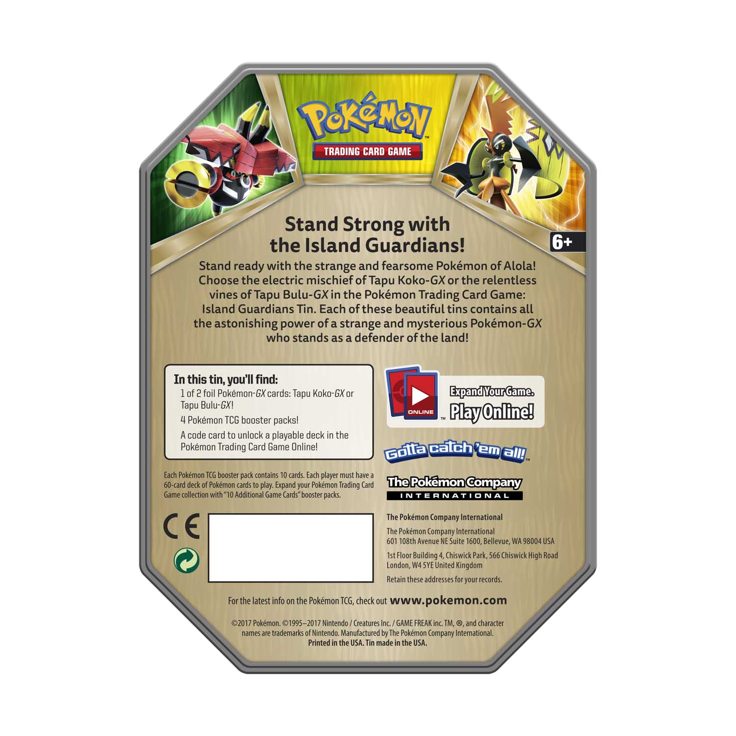 Pokémon Trading Card Game Island Guardians Tin With Tapu Koko Gx