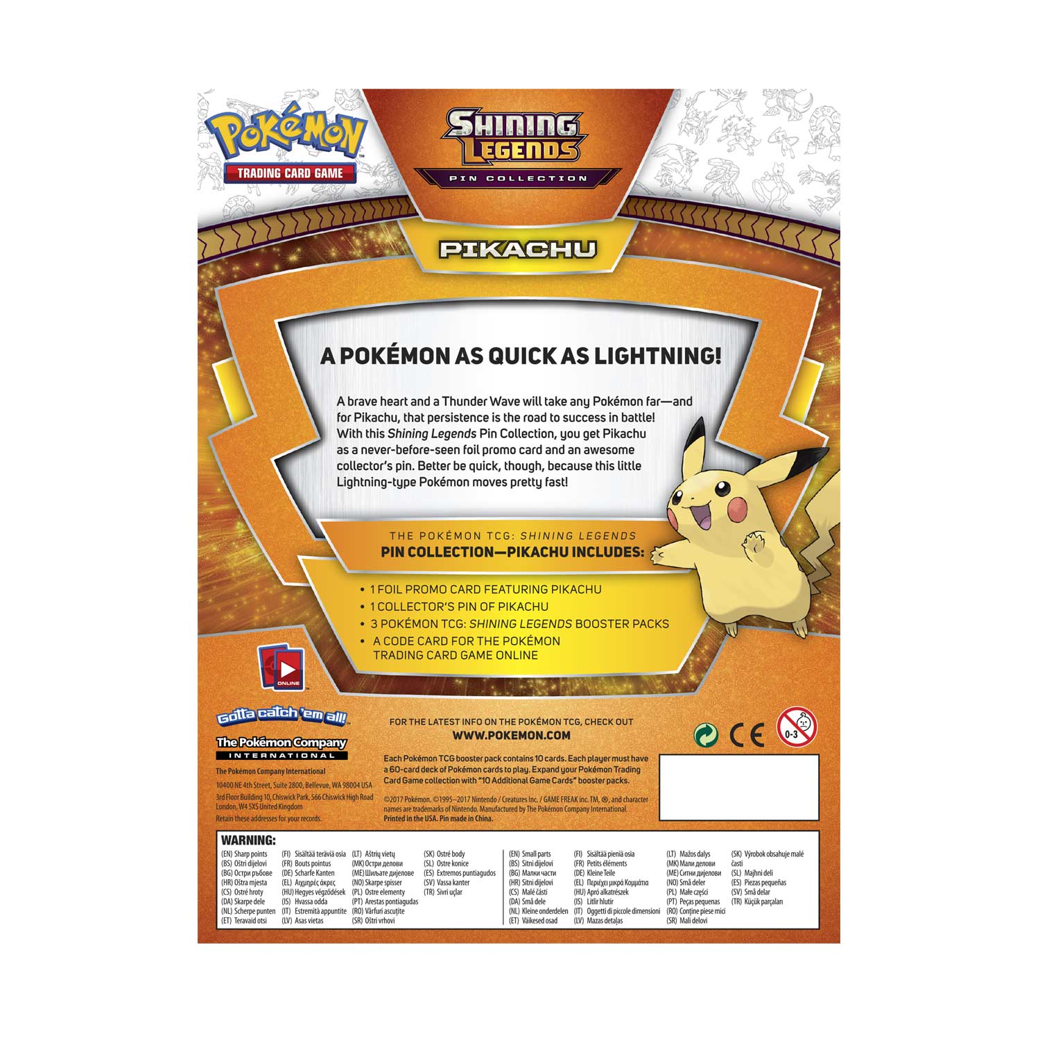 Pokémon Tcg Shining Legends Pin Collectionpikachu