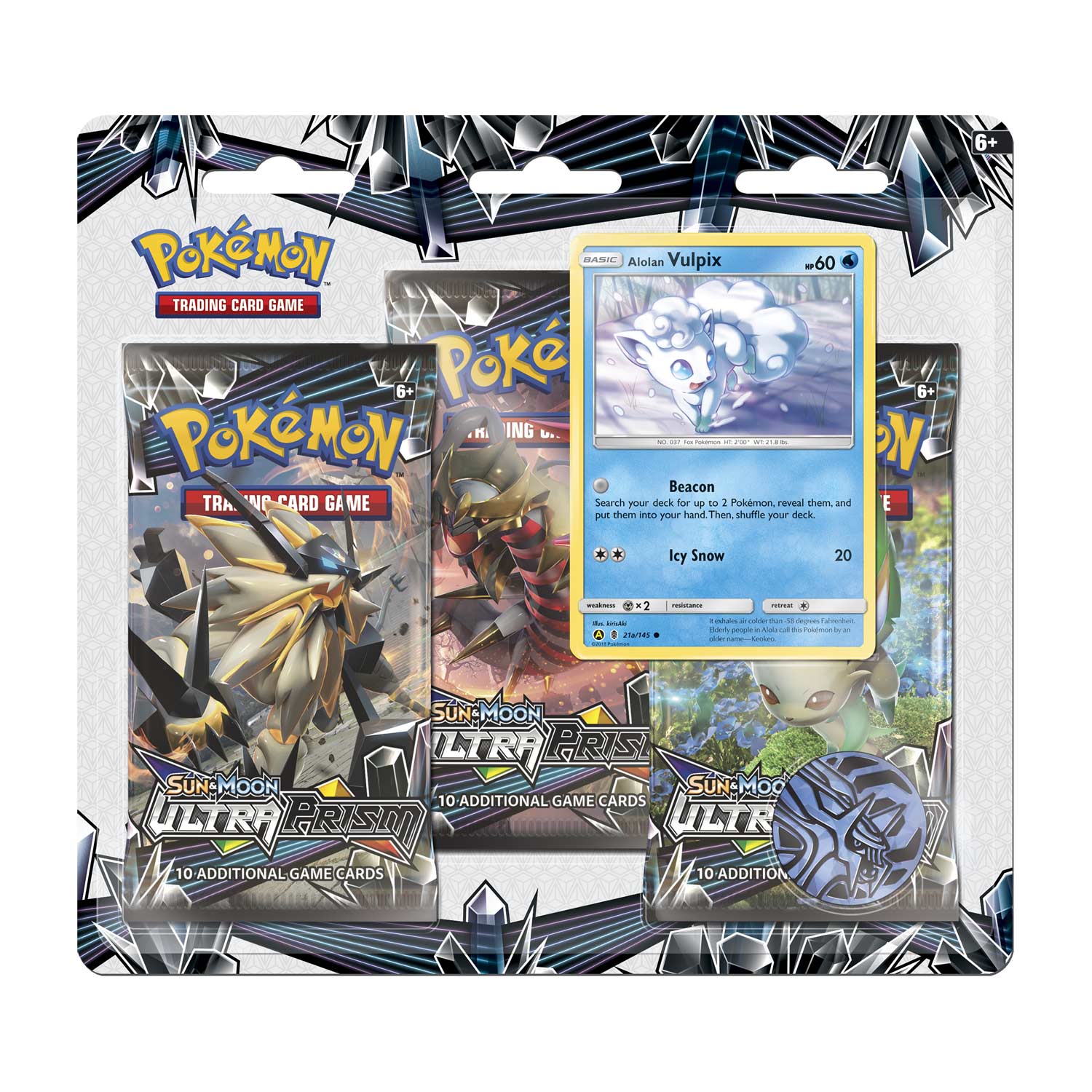 Pokémon Tcg Sun Moon Ultra Prism 3 Booster Packs Coin Alolan Vulpix Promo Card