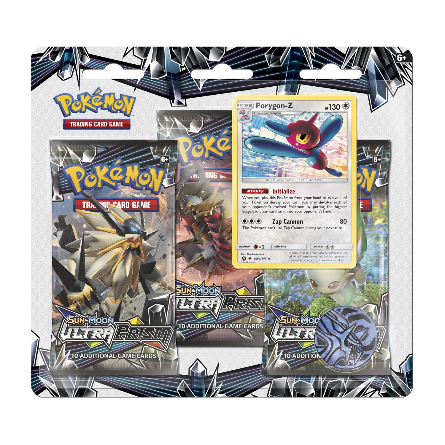 Pokémon Tcg Sun Moon Ultra Prism 3 Booster Packs Coin Porygon Z Promo Card