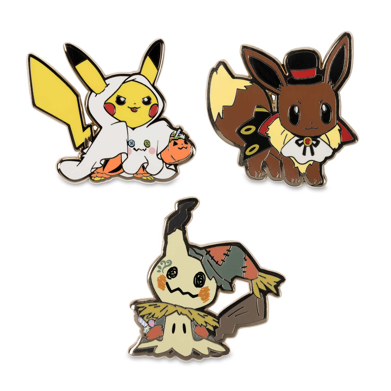 image for halloween pikachu eevee and mimikyu pokmon pins 3 pack