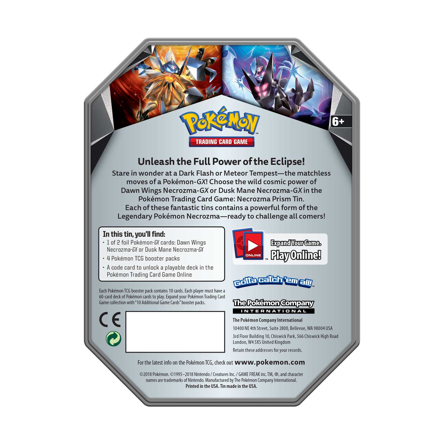 Pokemon Tcg Necrozma Prism Tin With Dawn Wings Necrozma Gx