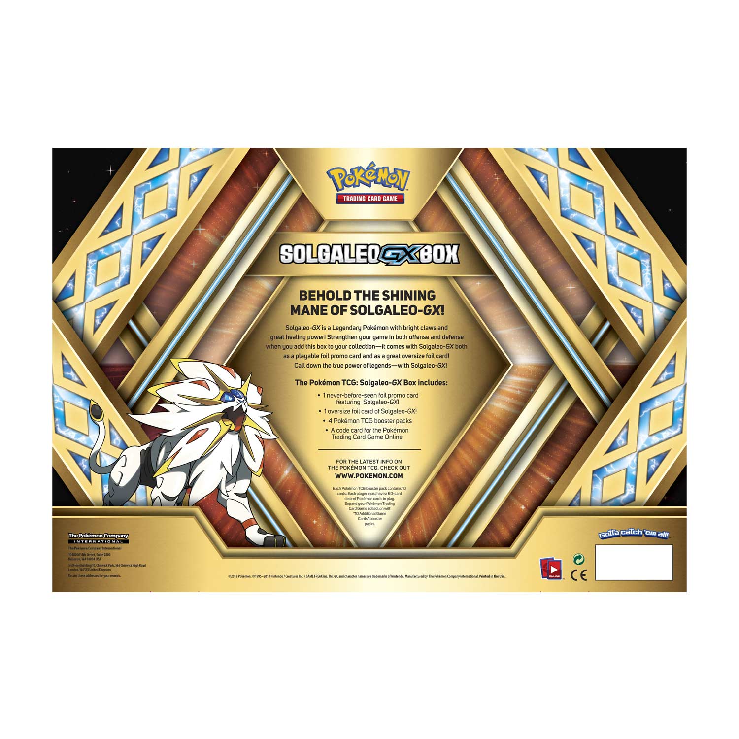 Pokémon Tcg Solgaleo Gx Box