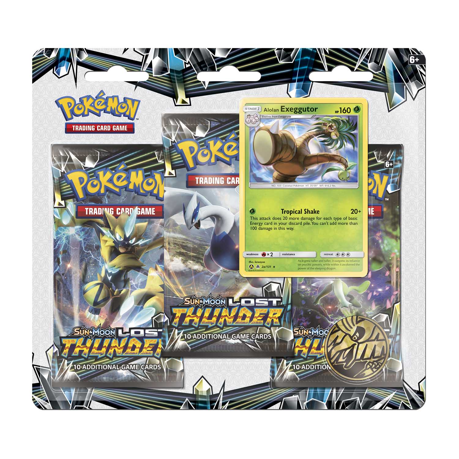 Pokémon Tcg Sun Moon Lost Thunder 3 Booster Packs Coin Alolan Exeggutor Promo Card