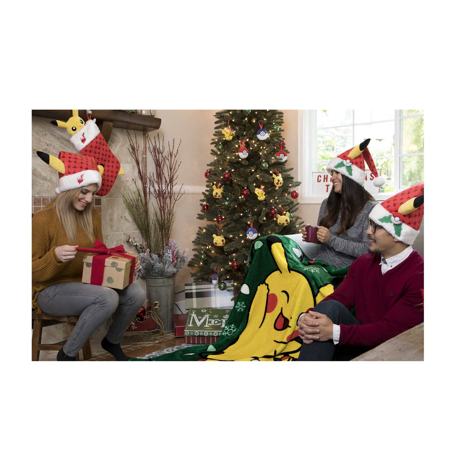 Pikachu Holiday Plush Hat One Size Adult