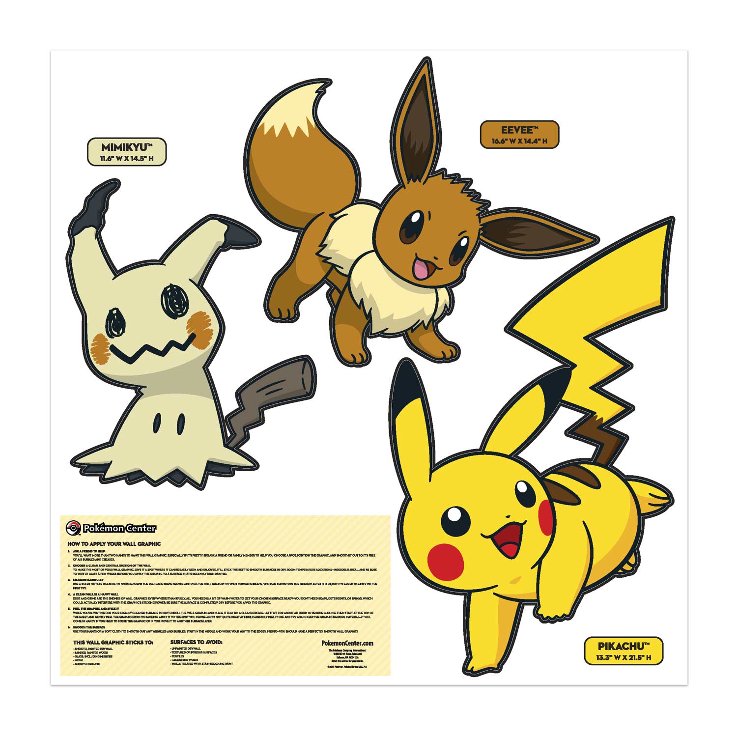 Pikachu Eevee Mimikyu Wall Graphics