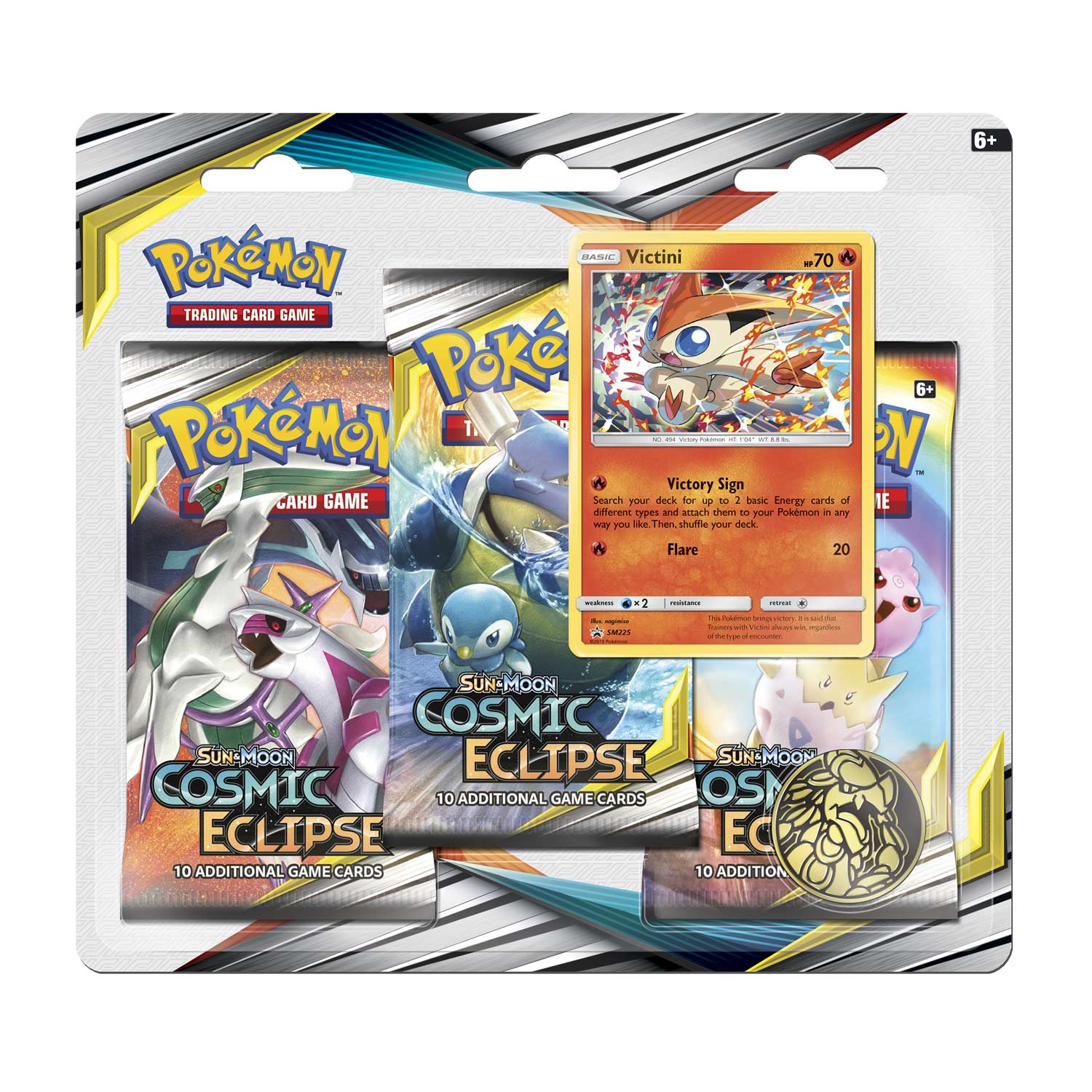 Pokémon Tcg Sun Moon Cosmic Eclipse 3 Booster Packs Coin Victini Promo Card