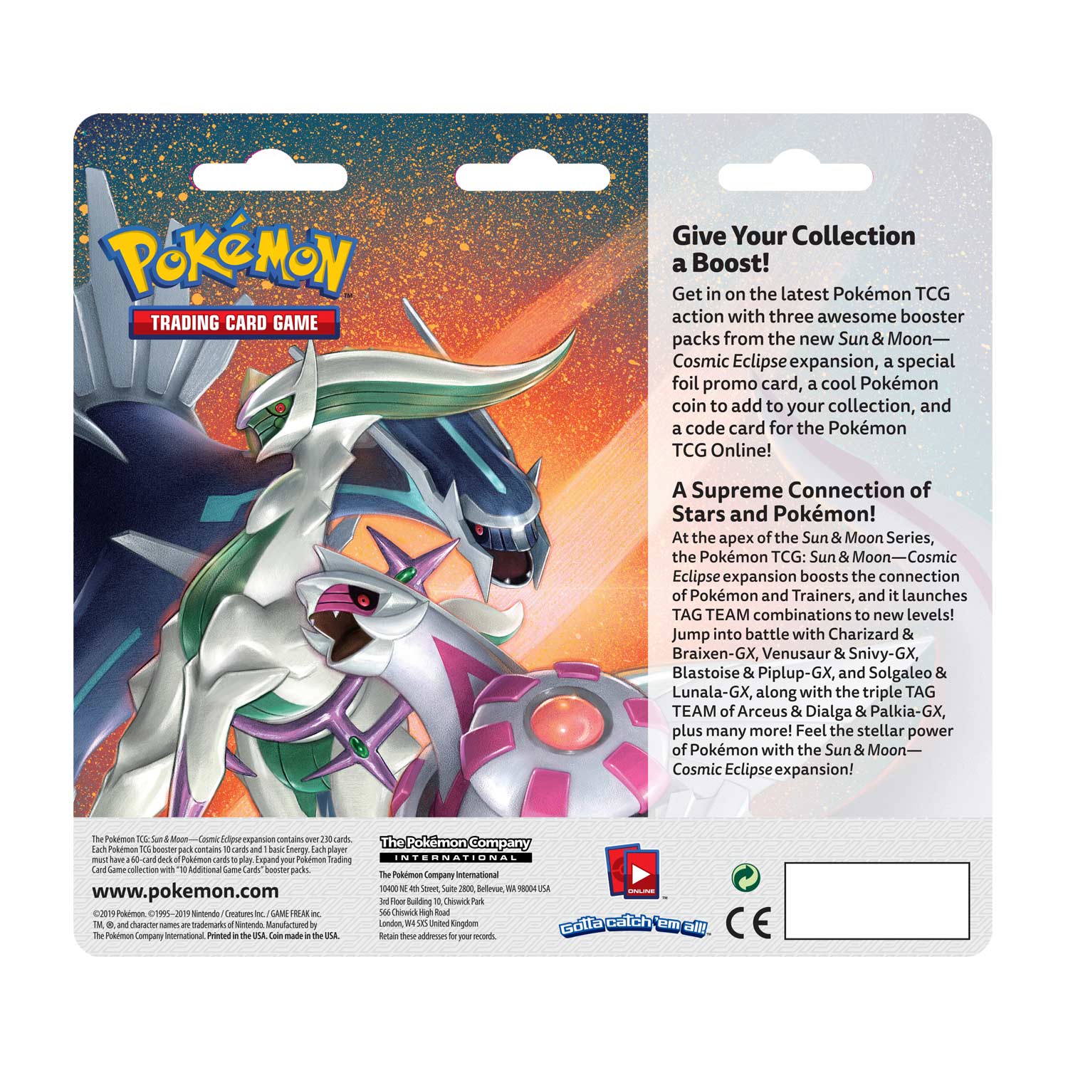 Pokémon Tcg Sun Moon Cosmic Eclipse 3 Booster Packs Coin Victini Promo Card